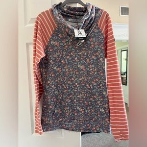 Michelle Mae Floral and Striped Pullover